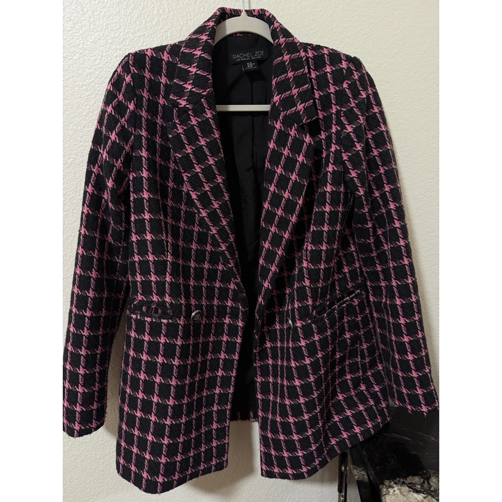 Rachel Zoe Women's Blazer in Pink and Black Check